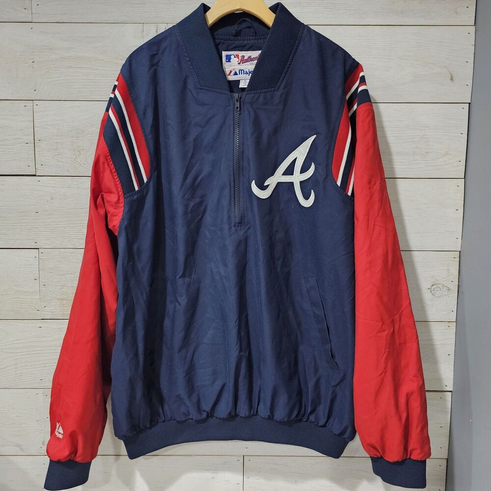 Atlanta Braves Jacket Men's XL Adult MLB Baseball Lightweight Vintage 1/4 Zip